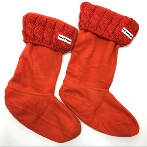 Hunter Original Boot Socks Kids Cable Orange XL